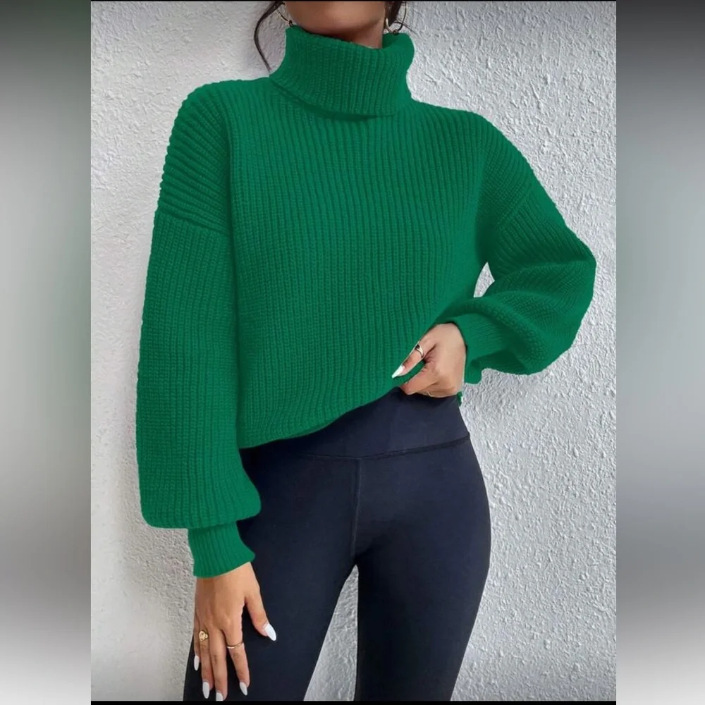 Green Turtleneck Sweater